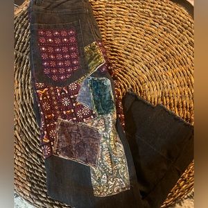 Free people Maggie mid-rise denim pants with patchwork detail